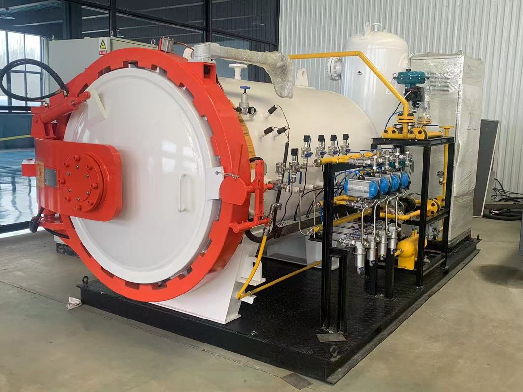 Certificado ASME CE Autoclave Hidráulico Horizontal de Puerta Abierta para Tablas de Surf Compuestas y Componentes Centrales de Motores