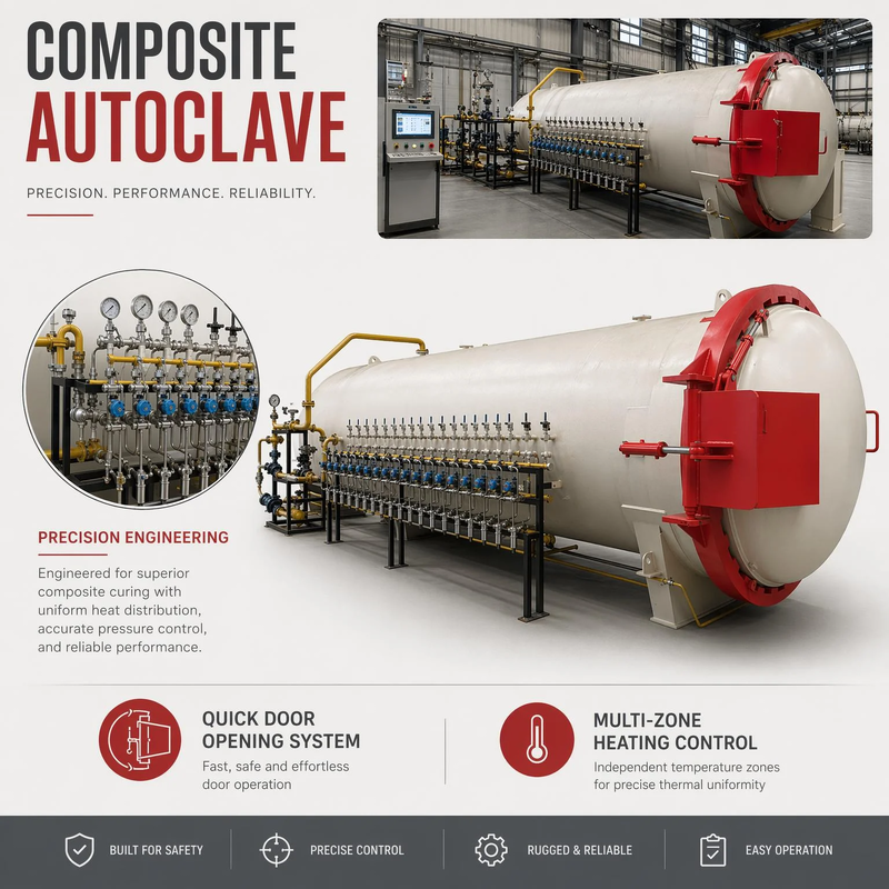 Autoclave de prensado en caliente certificado CE utilizado en la producción de fibra de vidrio FRP Circulación de calor uniforme Curado industrial anticorrosión