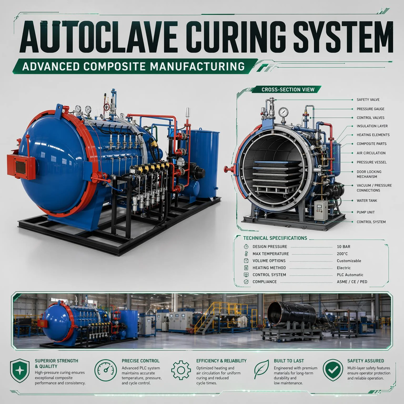 Autoclave de vacío con certificación CE para prepreg moldeado compuesto aislamiento térmico parámetro estable tanque de presión de prensa industrial